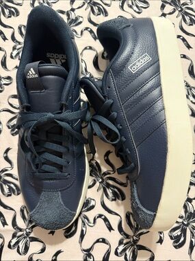 adidas Navy and White Low-Top Leather Sneakers